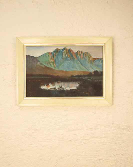 Framed Mountain Landscape Painting