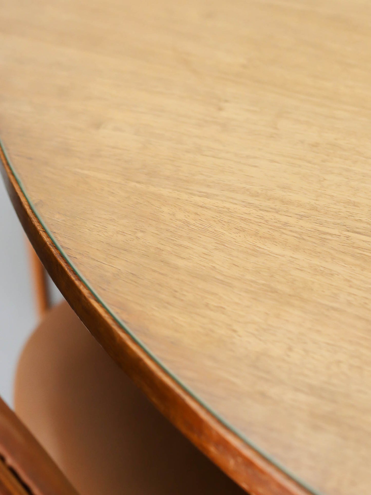 Mid-century Round Dining Table with Glass Top