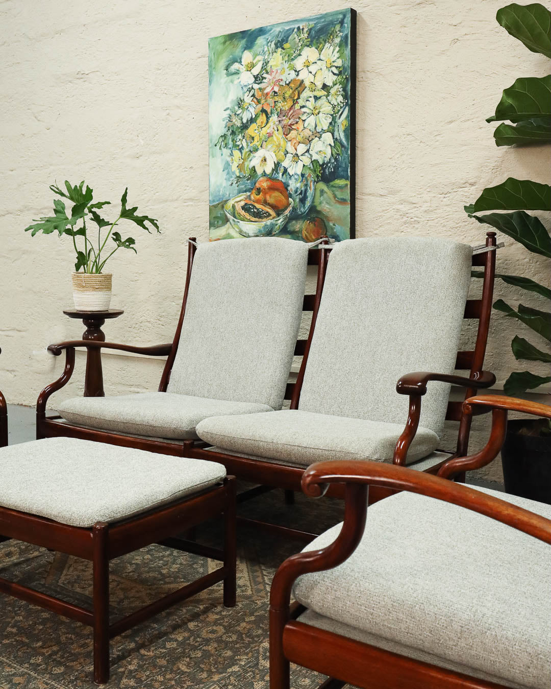 Rare Vintage Pair of Rosewood Armchairs