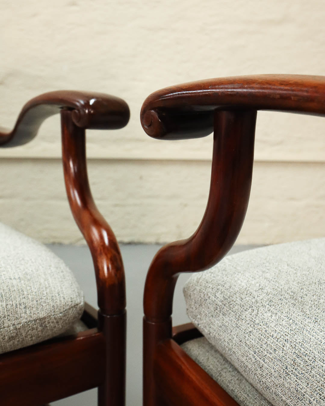 Rare Vintage Pair of Rosewood Armchairs