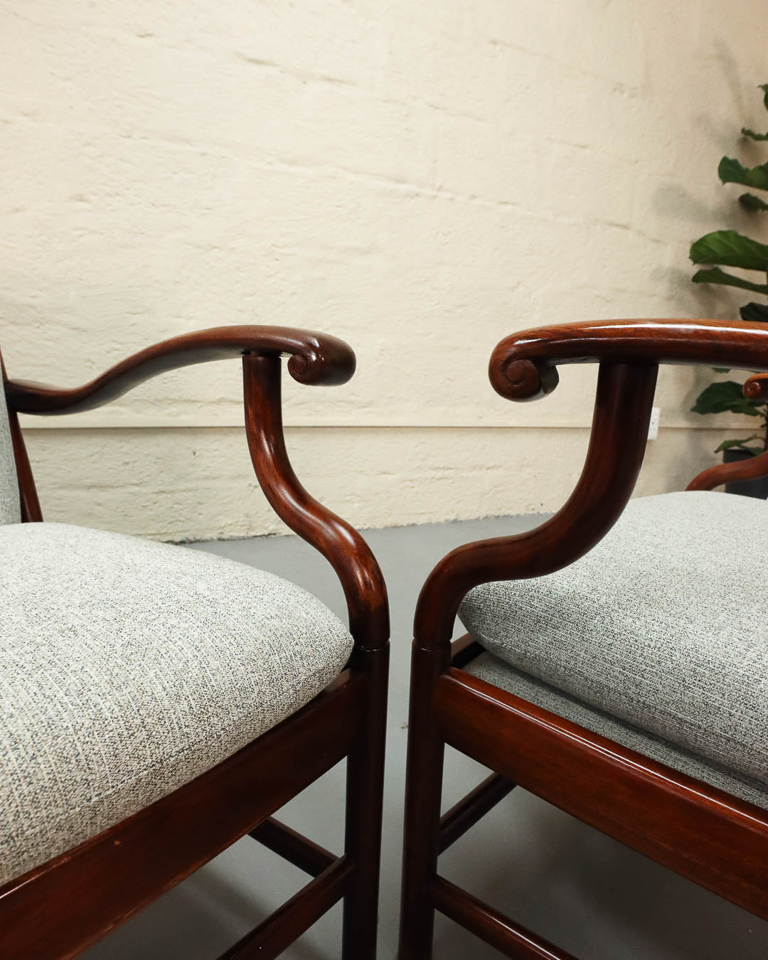 Rare Vintage Pair of Rosewood Armchairs