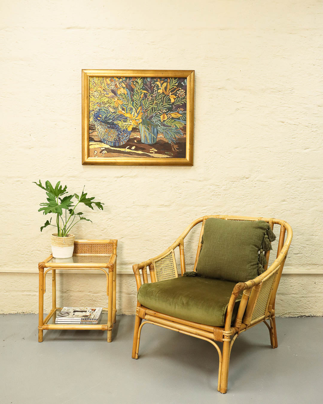 Still Life Oil Painting with Flowers and Foliage