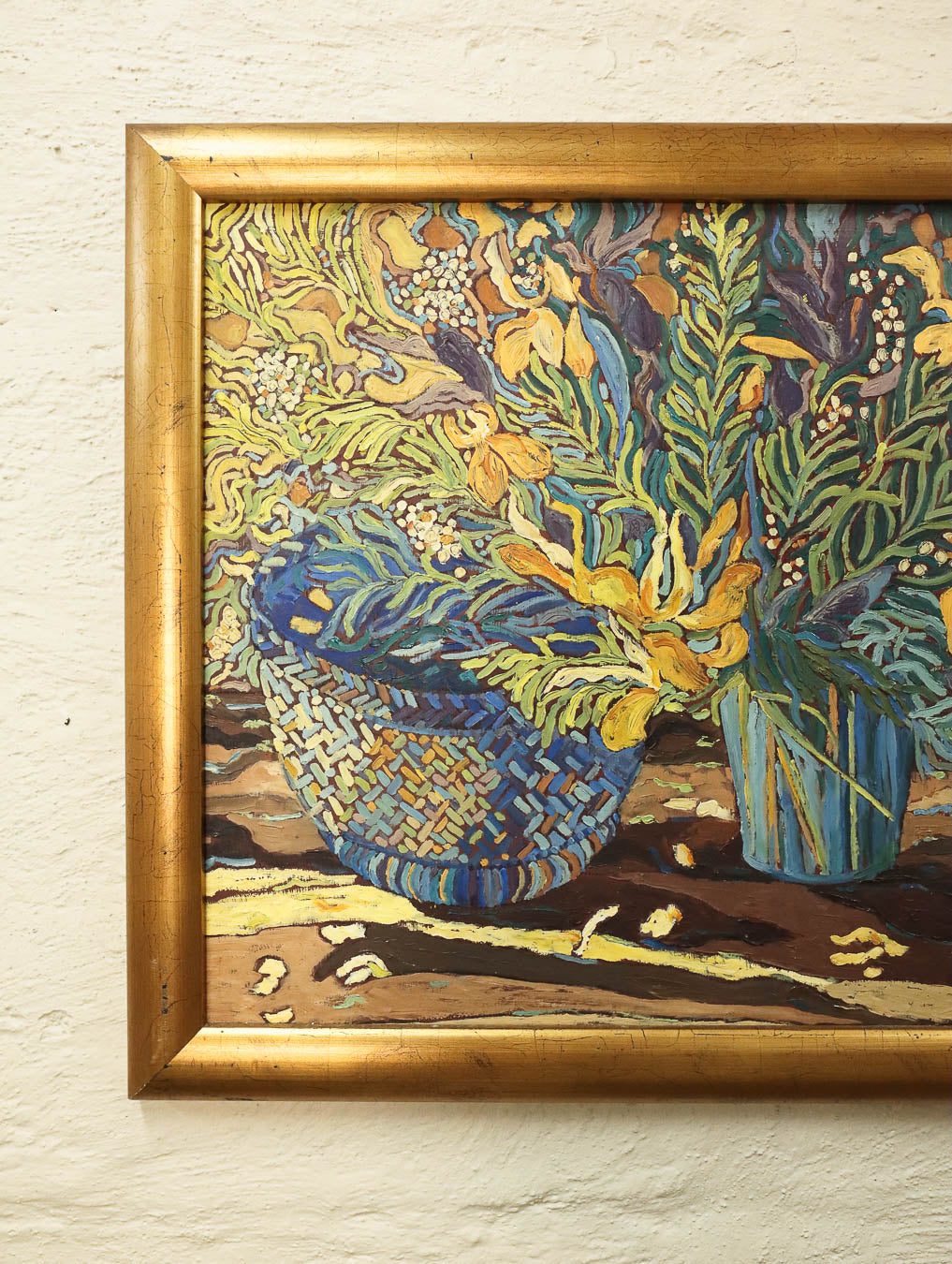 Still Life Oil Painting with Flowers and Foliage