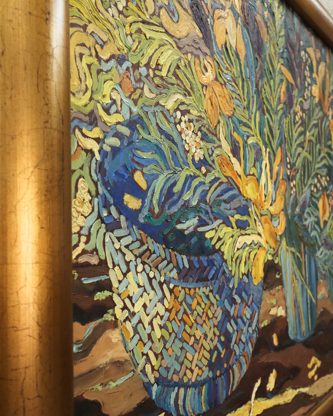 Still Life Oil Painting with Flowers and Foliage