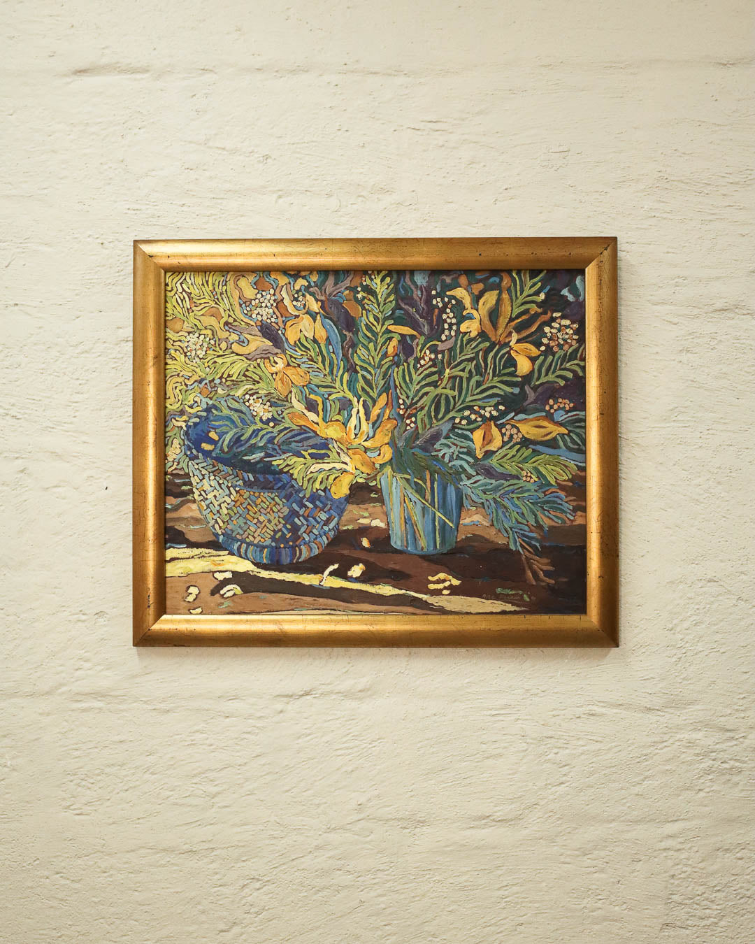 Still Life Oil Painting with Flowers and Foliage