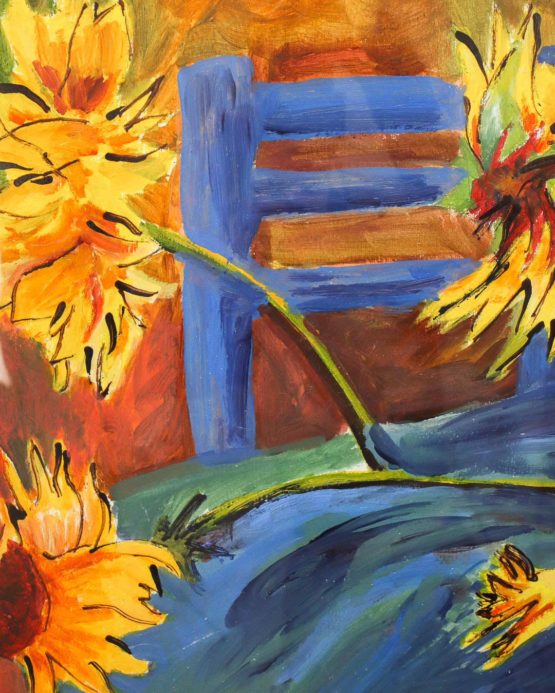 Vibrant Floral Still Life Painting in Solid Wood Frame