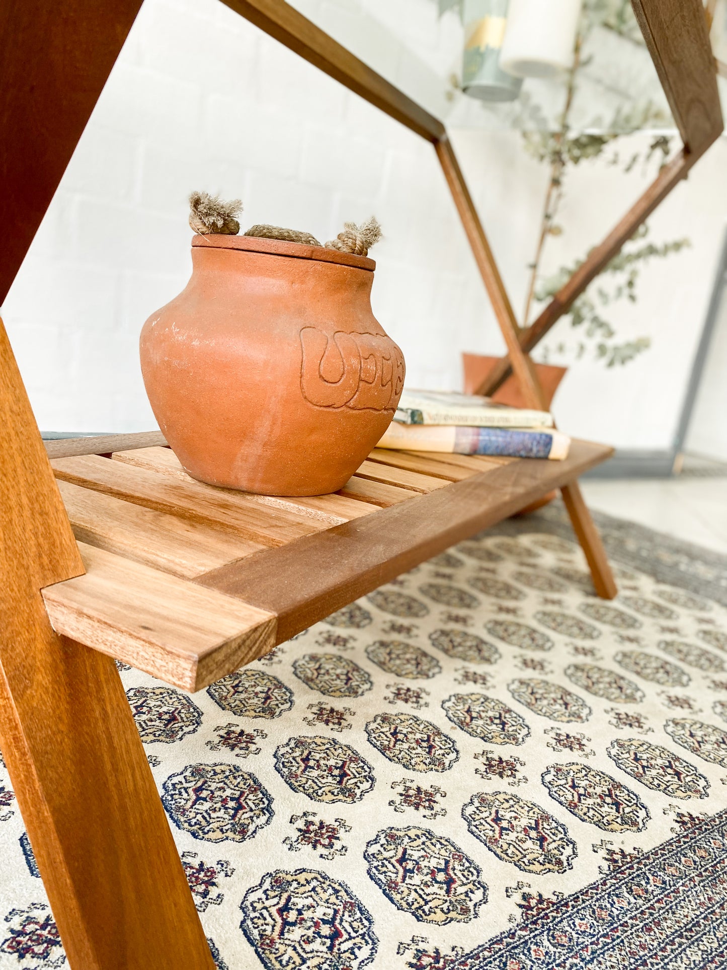 Glass Top Cross Legged Entry Table