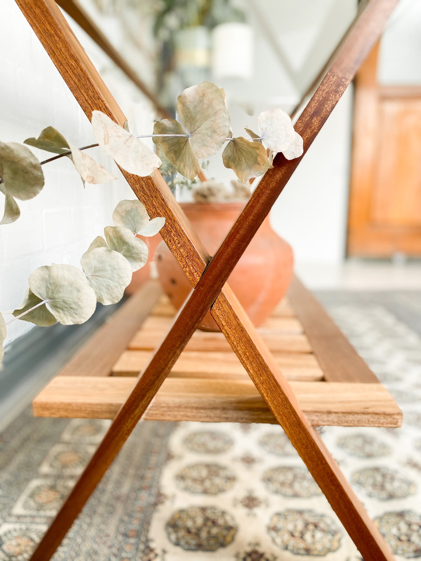 Glass Top Cross Legged Entry Table