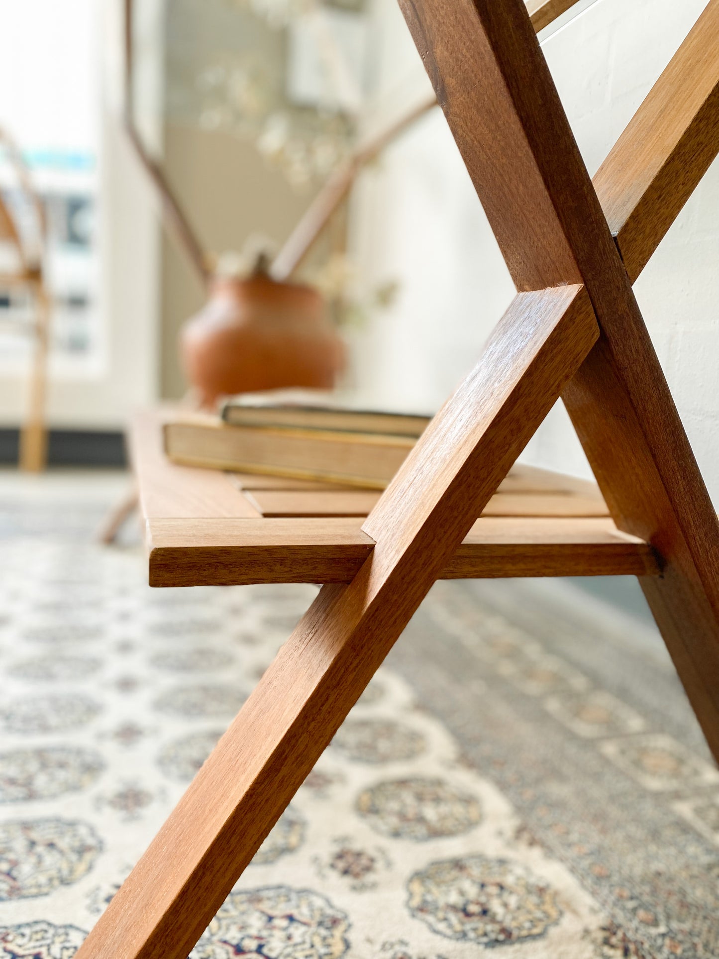 Glass Top Cross Legged Entry Table