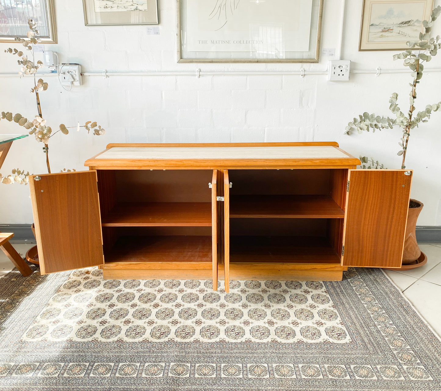 Travertine and Oak Sideboard
