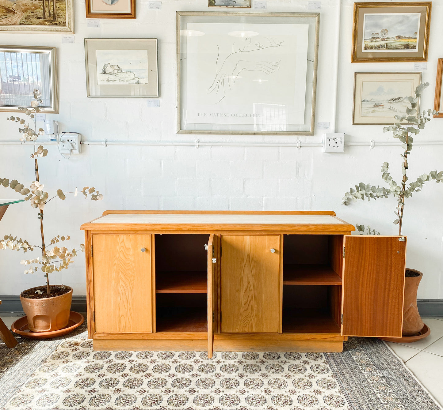 Travertine and Oak Sideboard