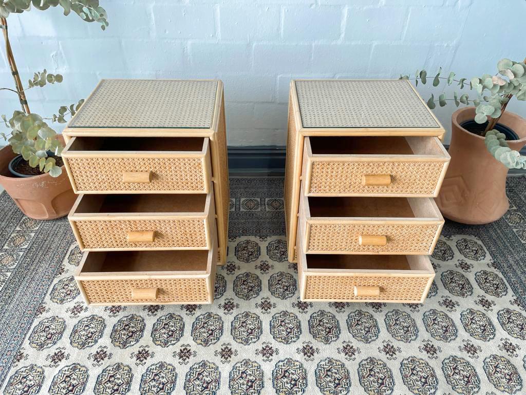 Pair of 3-tier Cane Pedestals