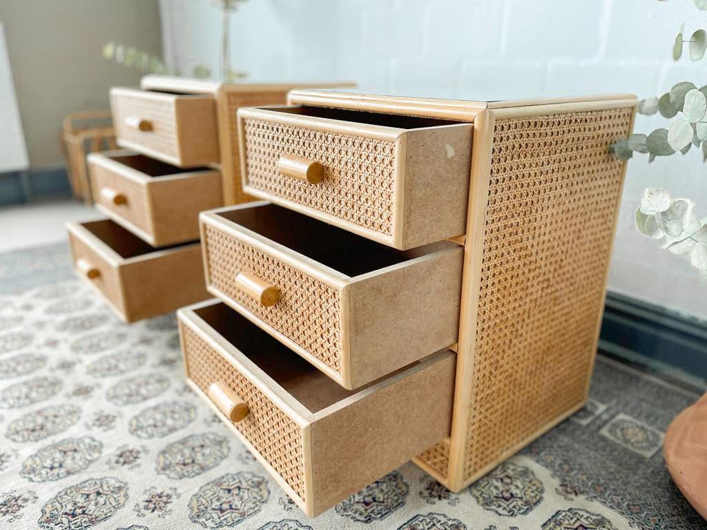 Pair of 3-tier Cane Pedestals
