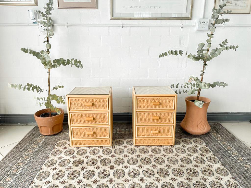 Pair of 3-tier Cane Pedestals