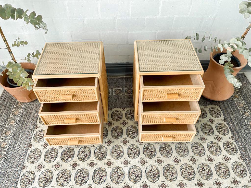 Pair of 3-tier Cane Pedestals