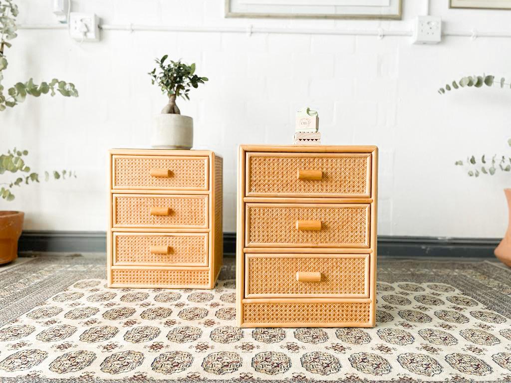 Pair of 3-tier Cane Pedestals