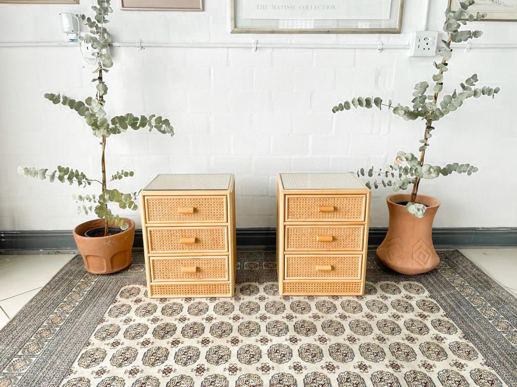Pair of 3-tier Cane Pedestals