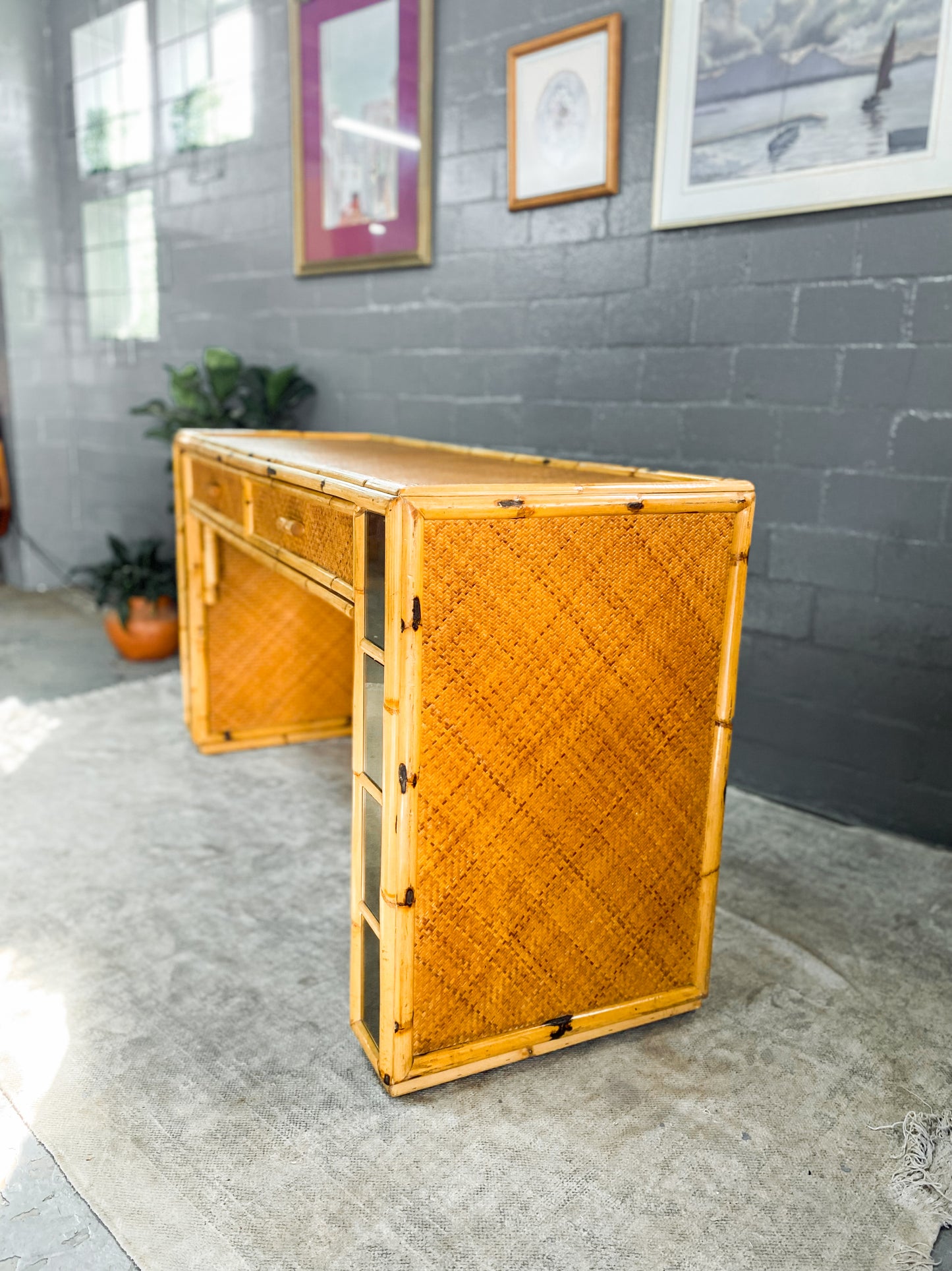 Woven Wicker & Cane Dresser