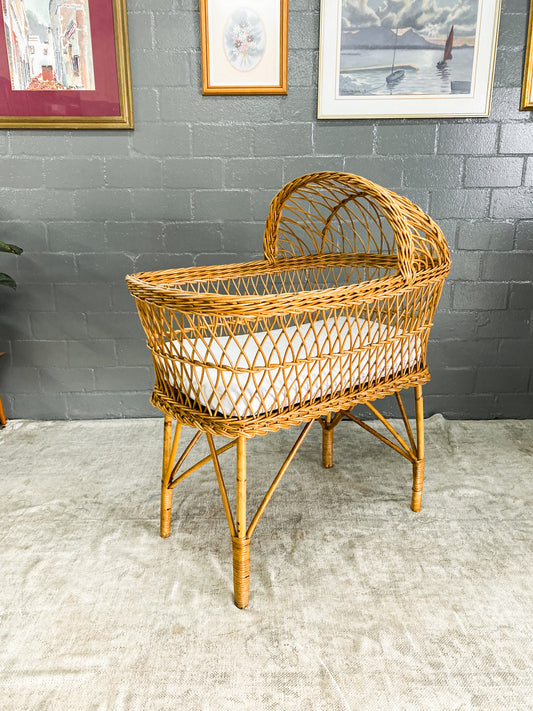 Vintage Cane Baby Bassinet