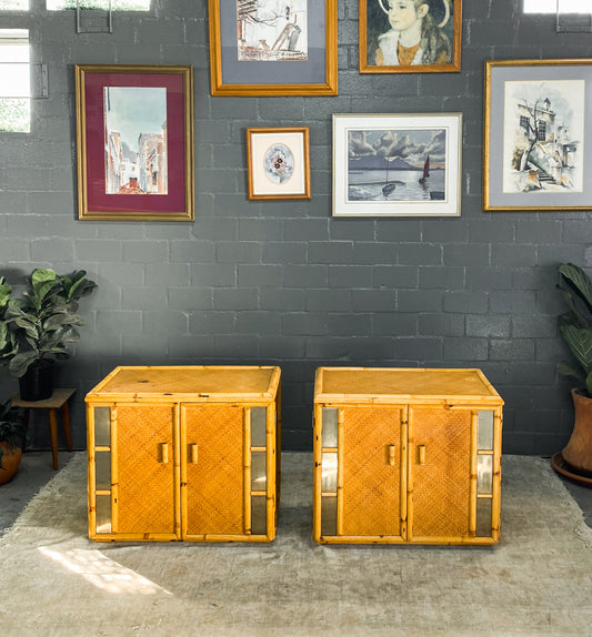 Woven Wicker & Cane Pedestals