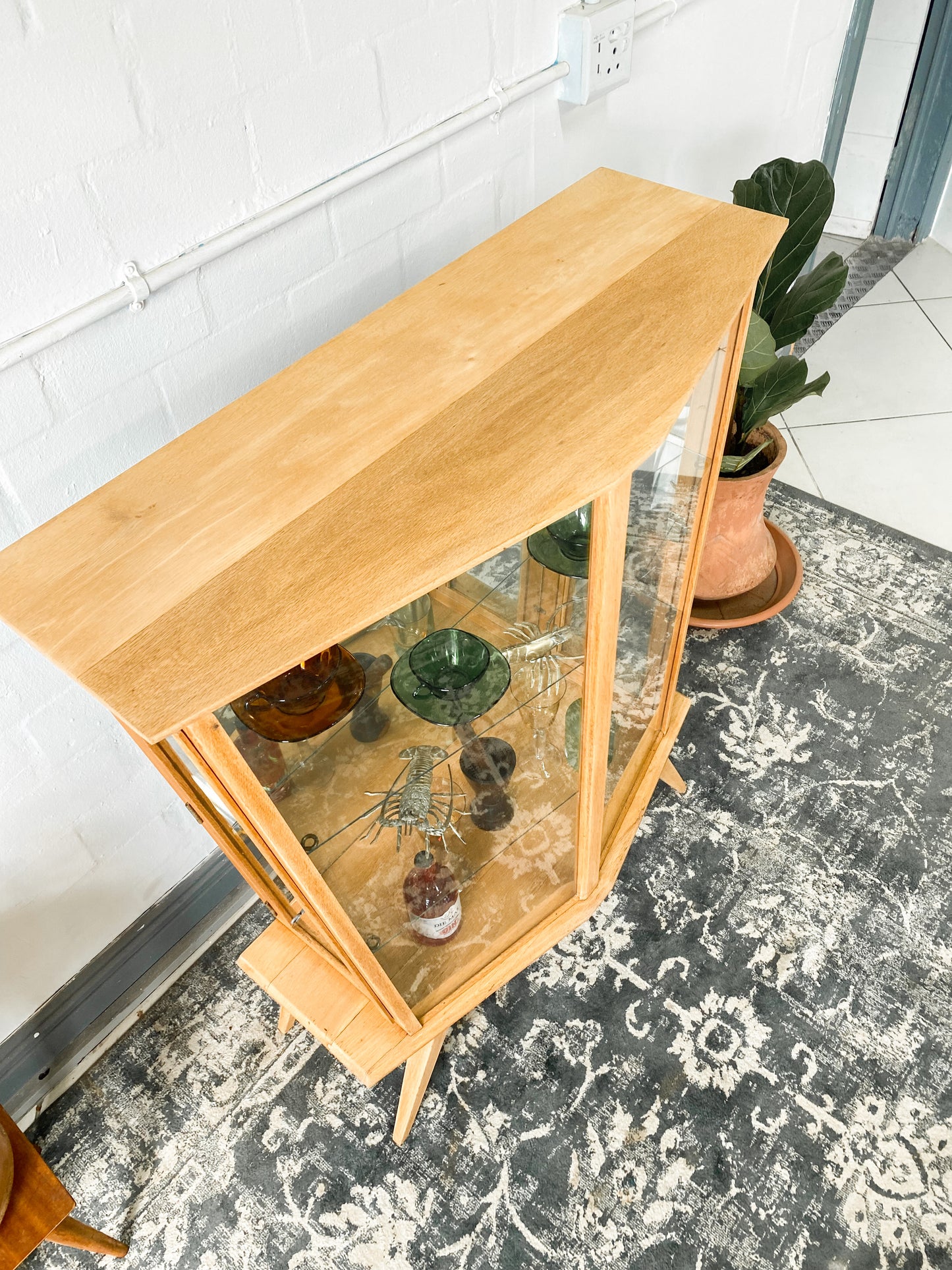 Retro Oak Display Cabinet