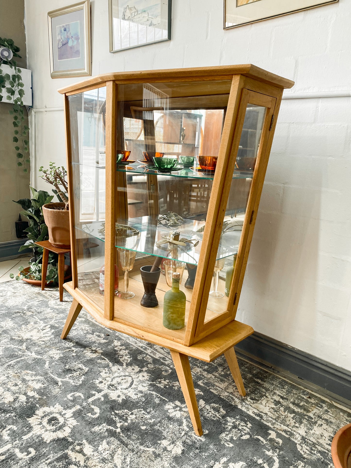 Retro Oak Display Cabinet