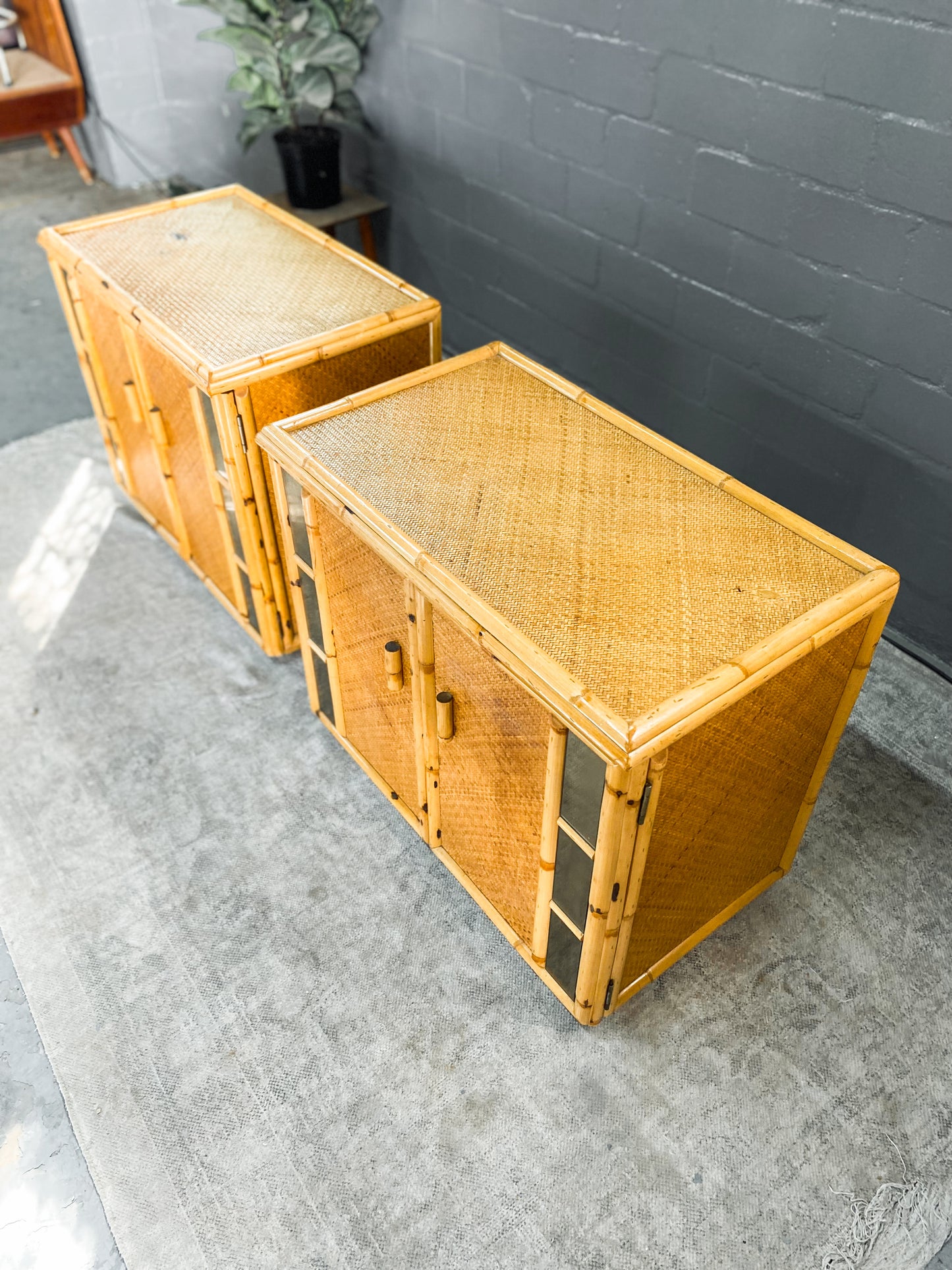 Woven Wicker & Cane Pedestals