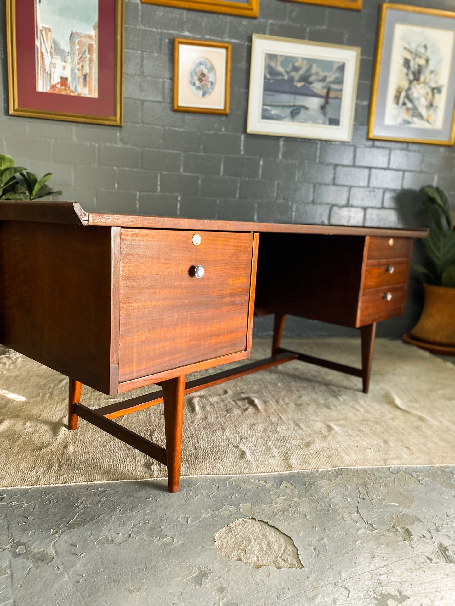 Mid Century Imbuia Desk