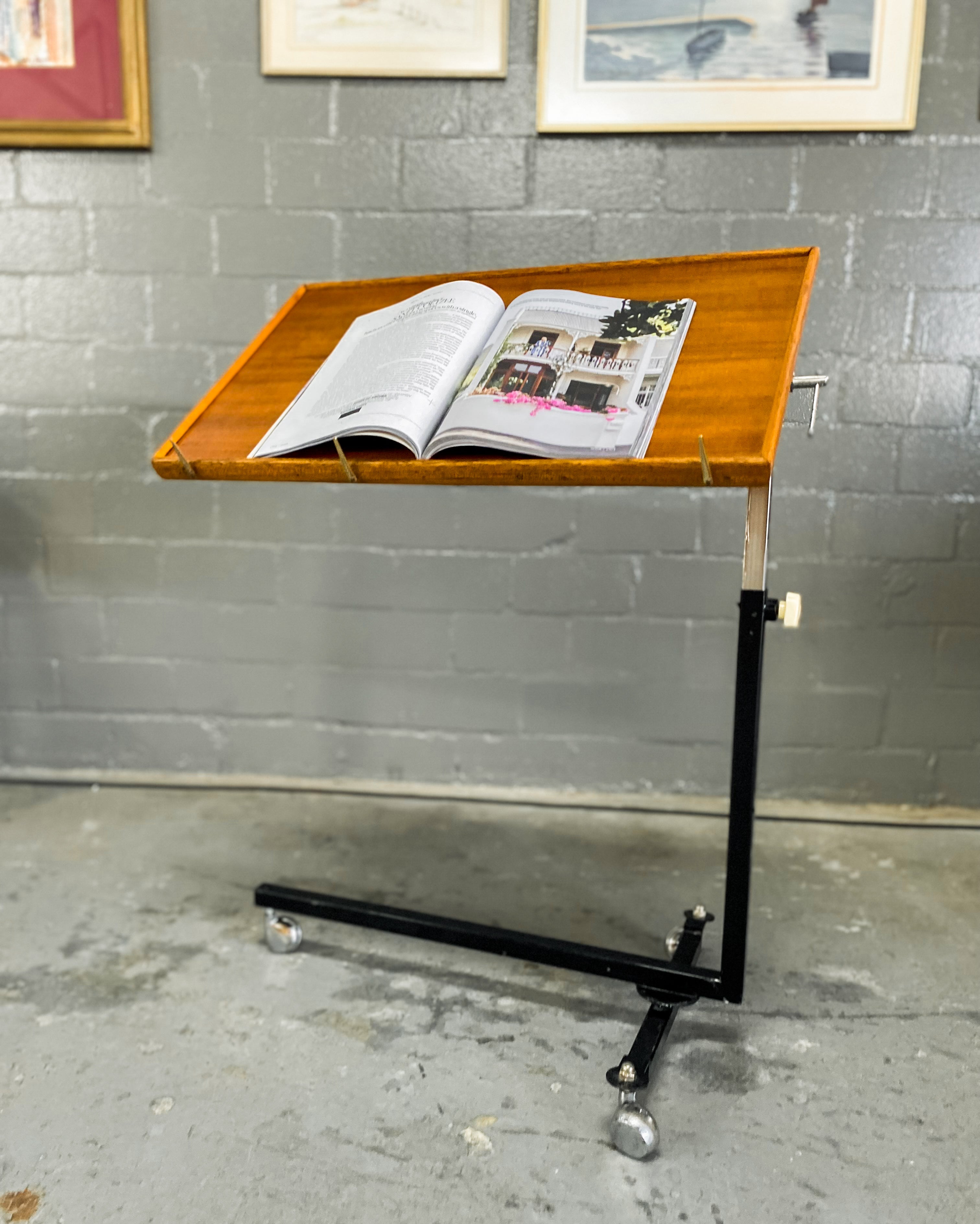 Reading Side Table with adjustable height and angle. – The Thrifty Duo