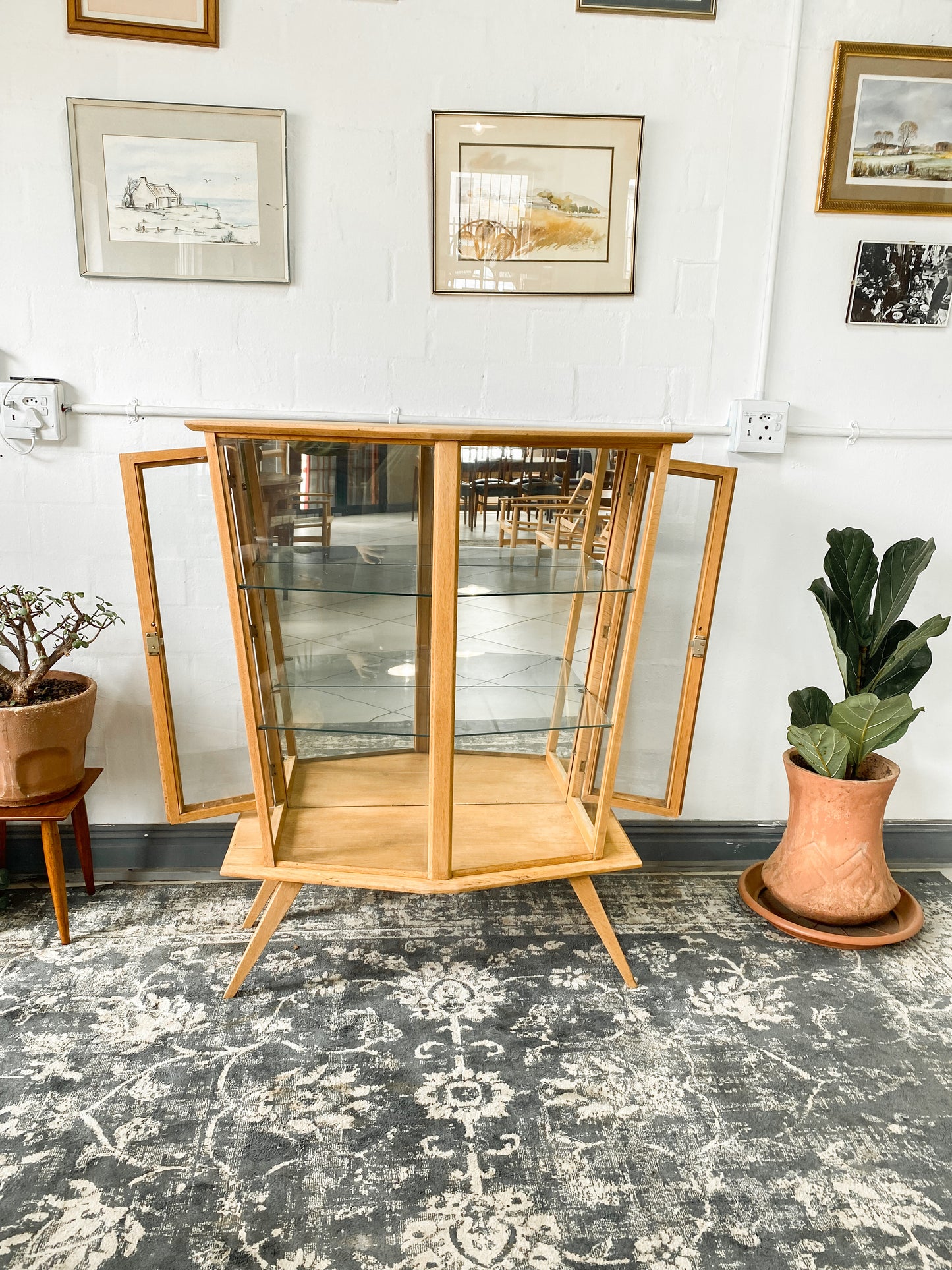 Retro Oak Display Cabinet