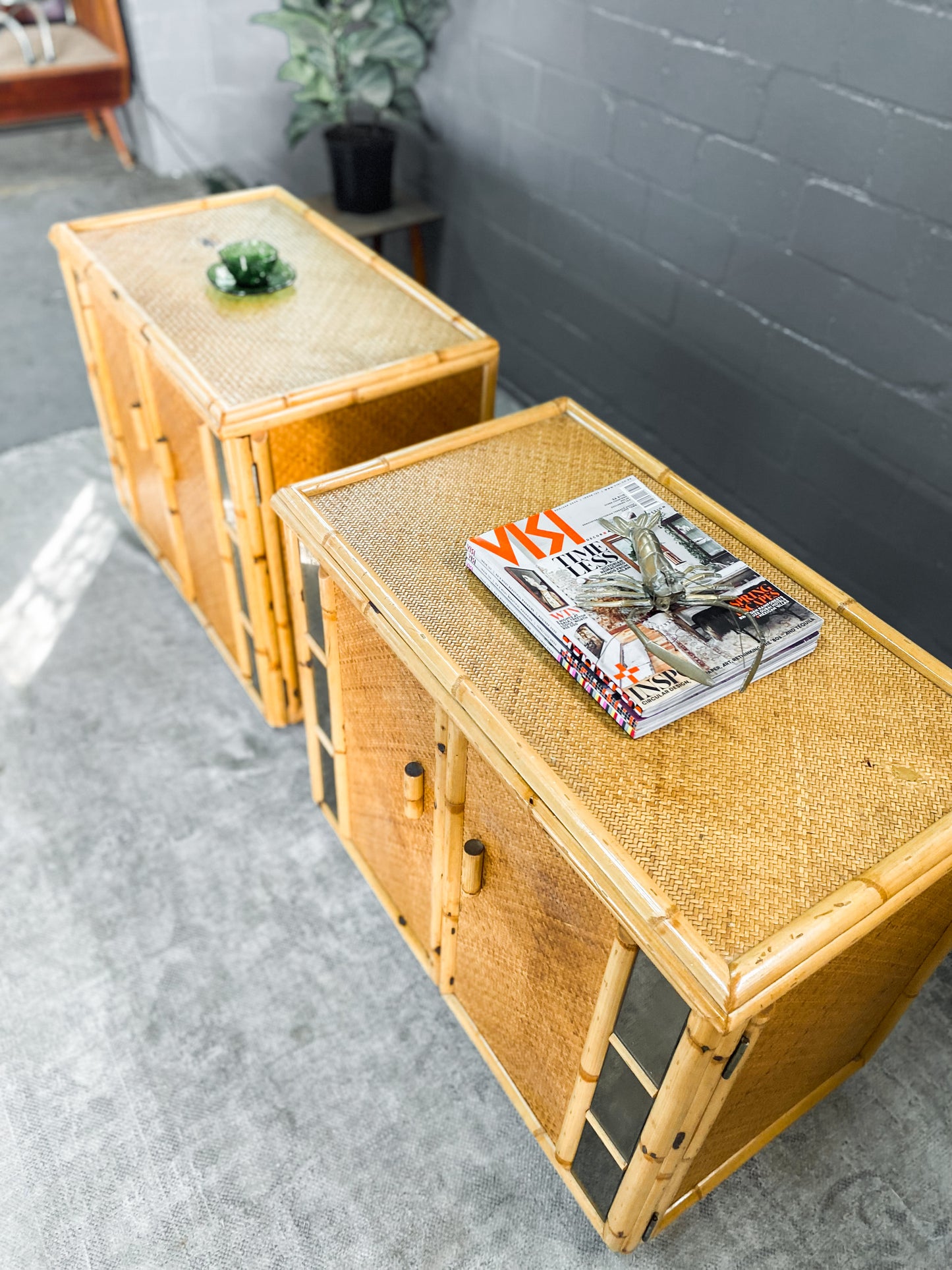 Woven Wicker & Cane Pedestals