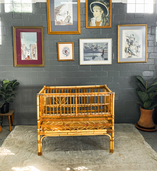 Vintage Cane Baby Cot