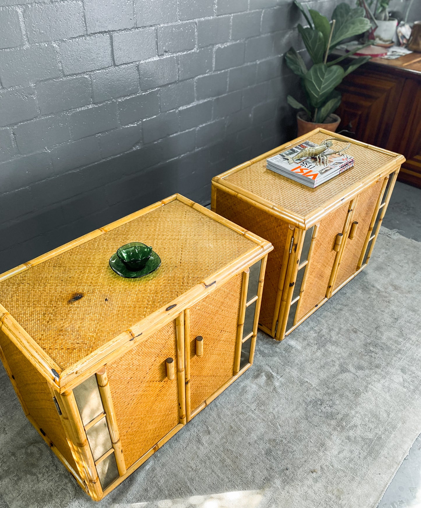Woven Wicker & Cane Pedestals