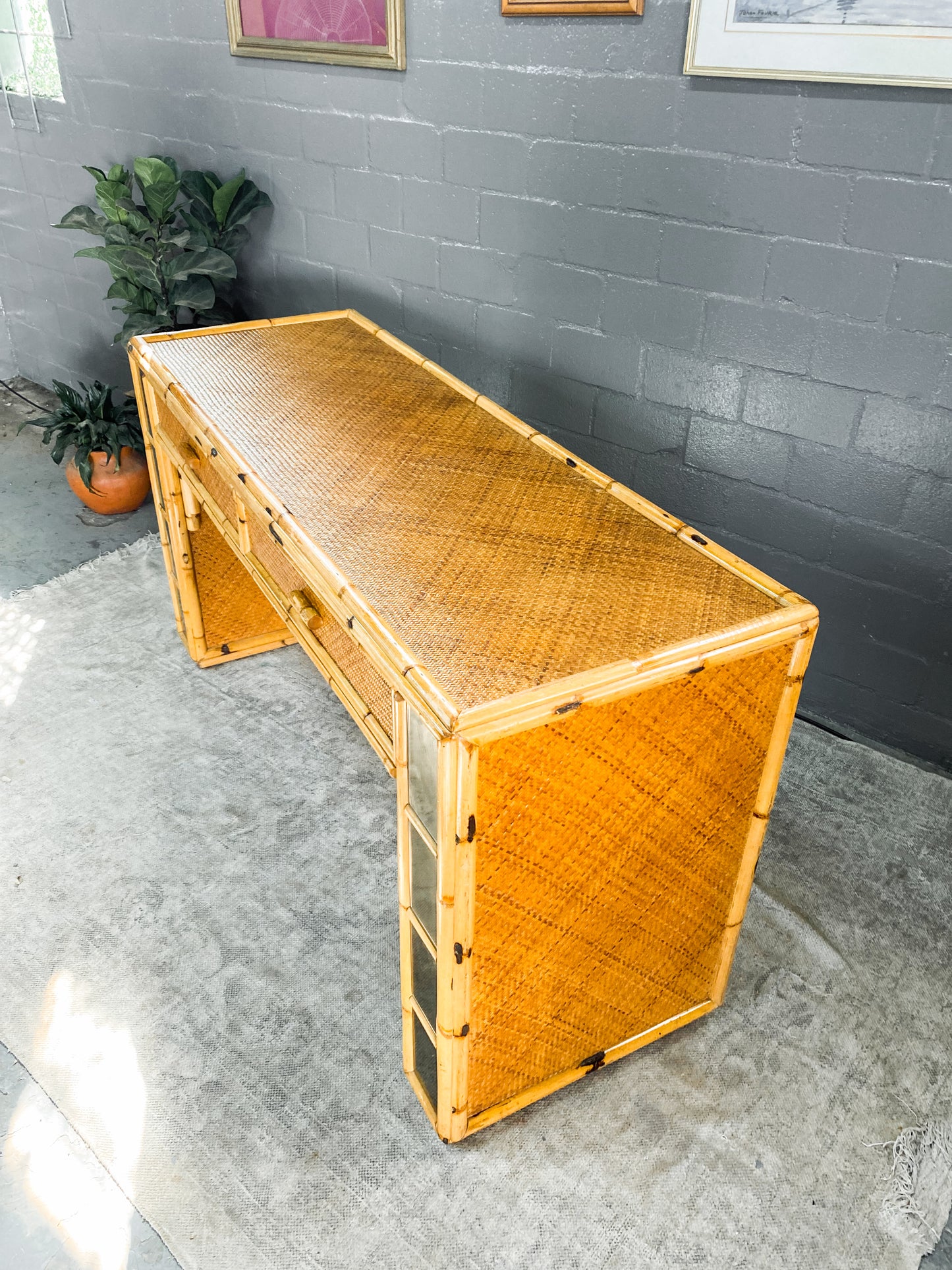 Woven Wicker & Cane Dresser