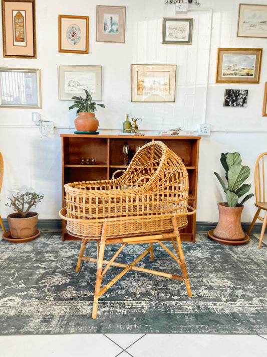 Vintage Cane Baby Bassinet