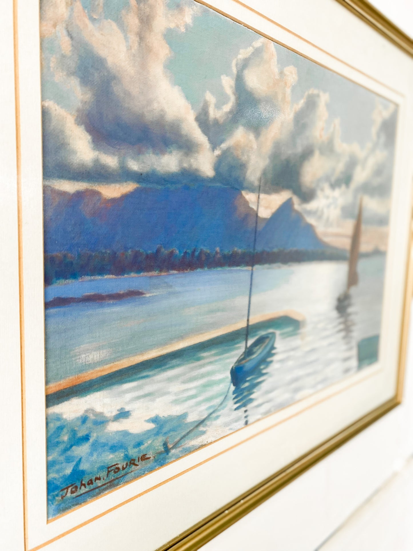 Johan Fourie Print in original gold vintage frame