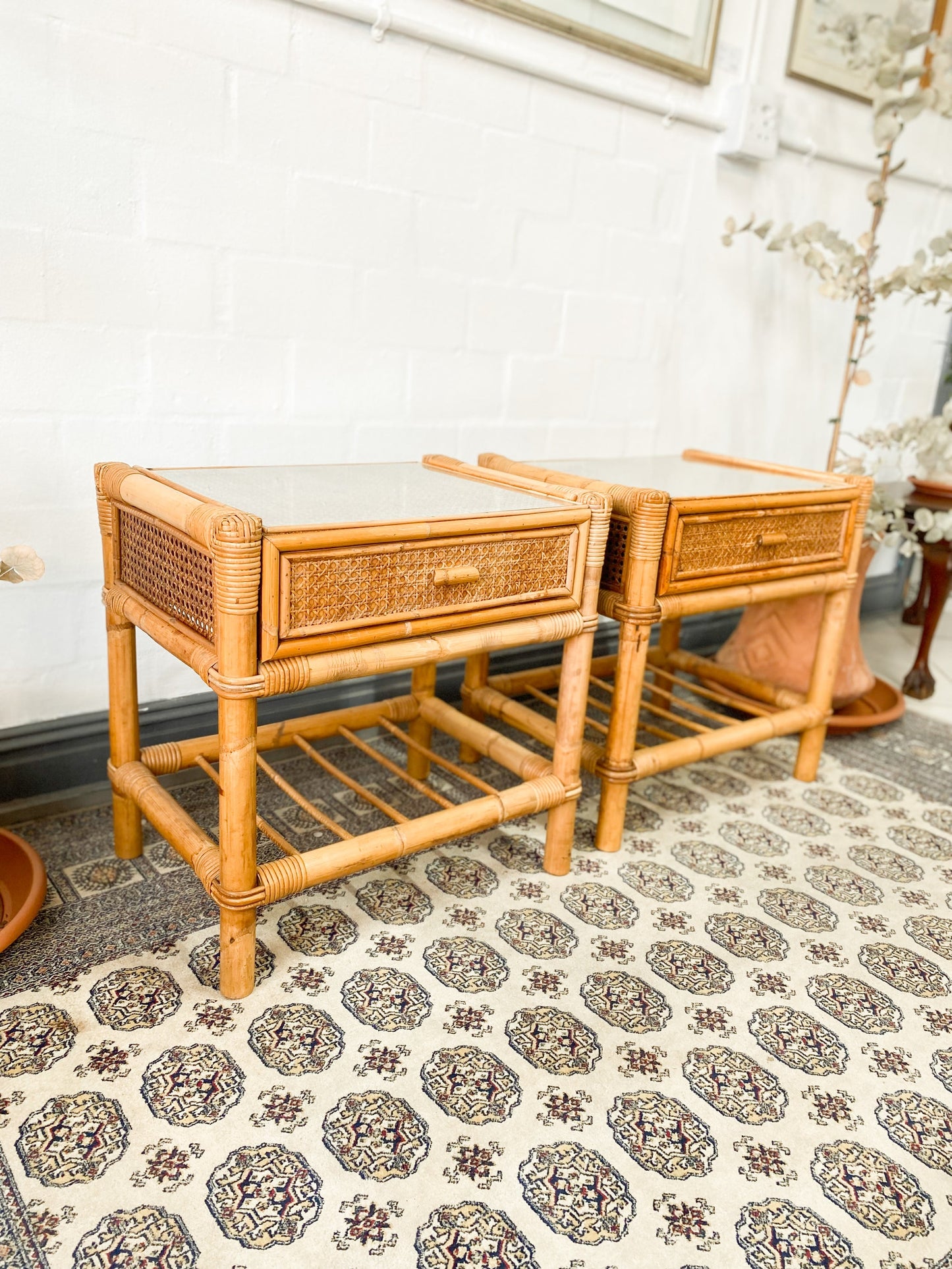 Cane Pedestal Pair