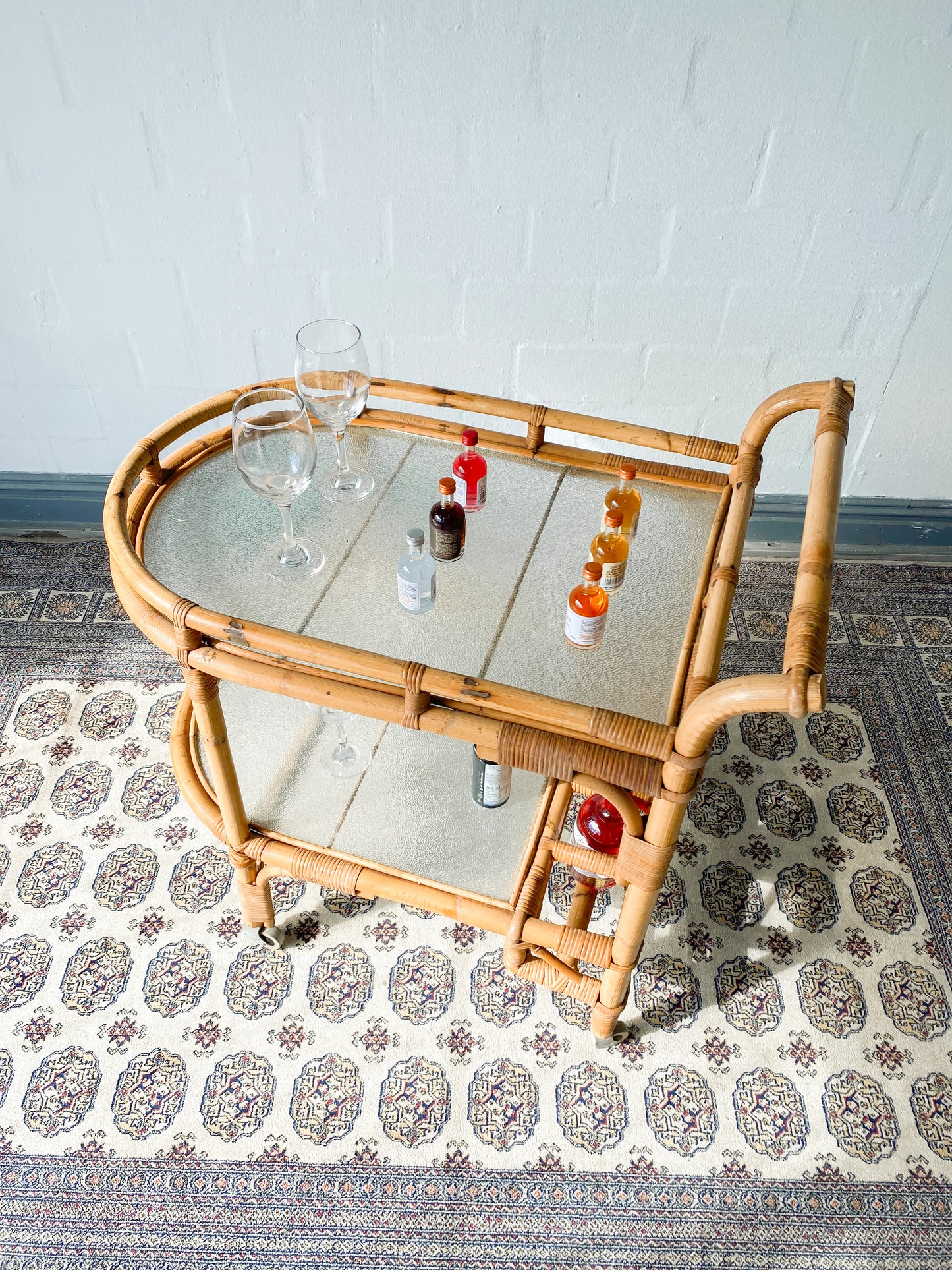 Retro Cane Drinks Trolley