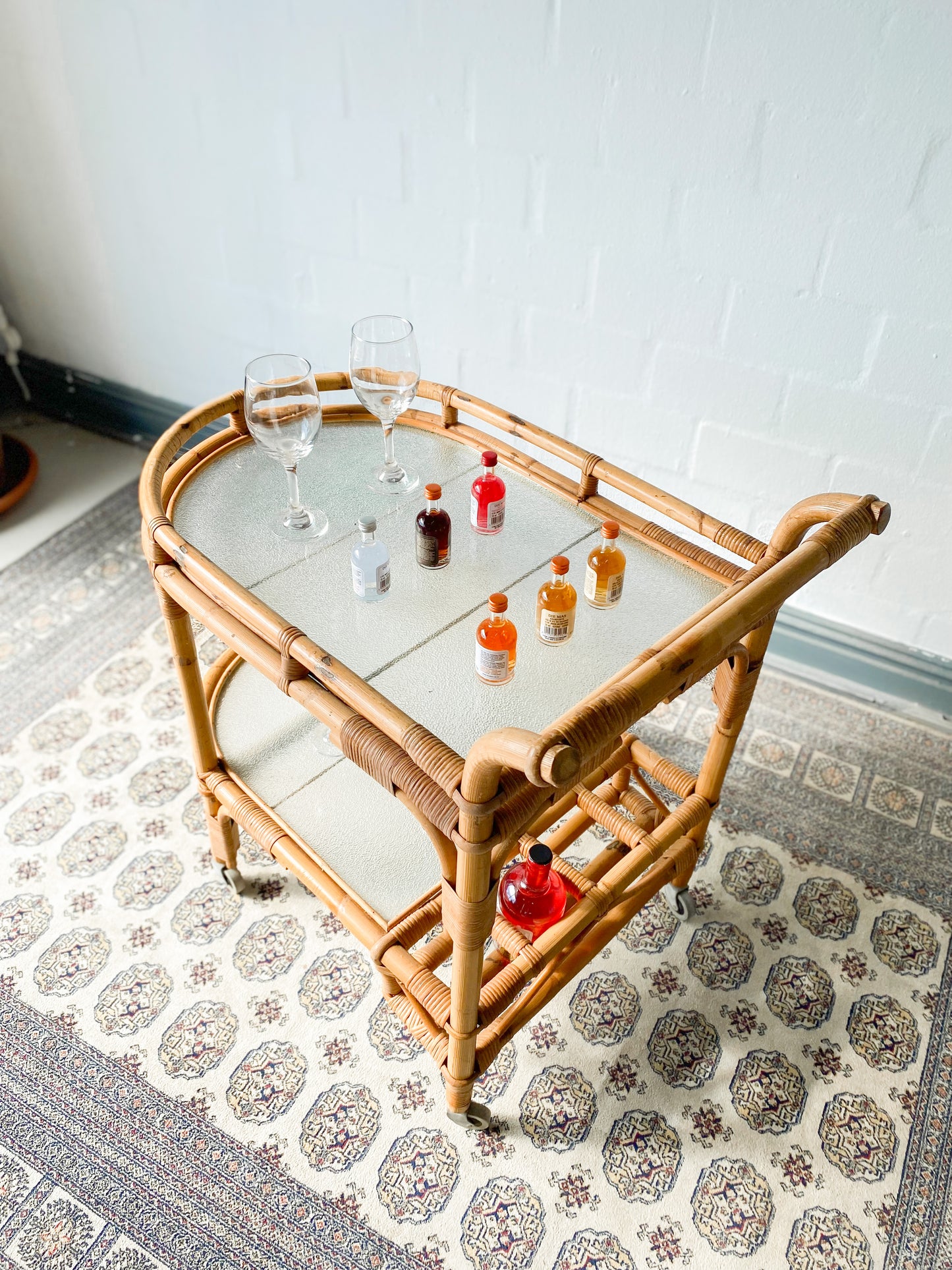 Retro Cane Drinks Trolley
