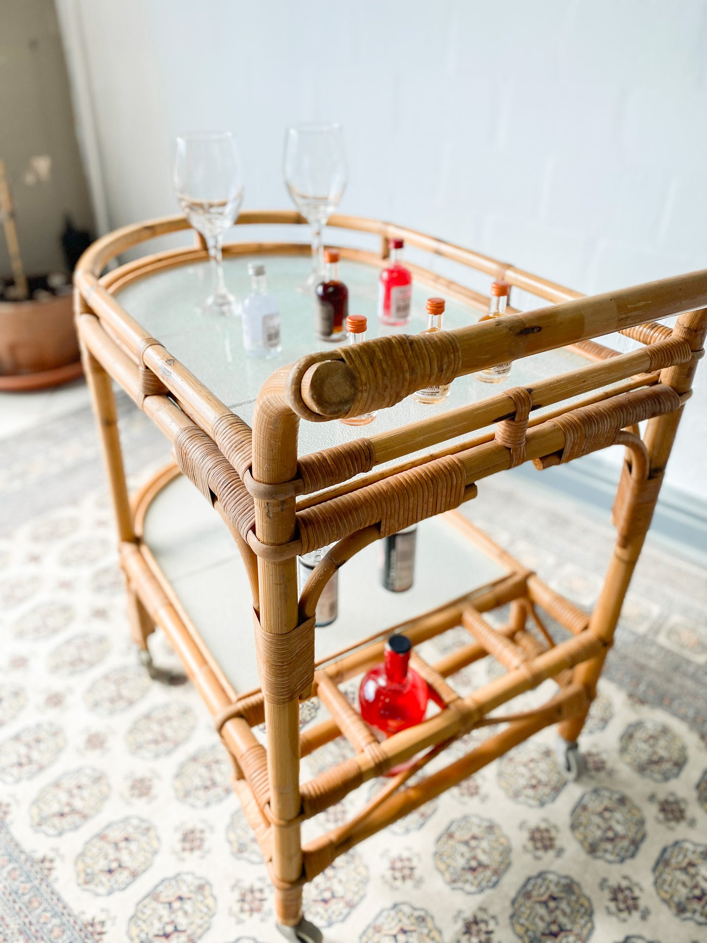 Retro Cane Drinks Trolley