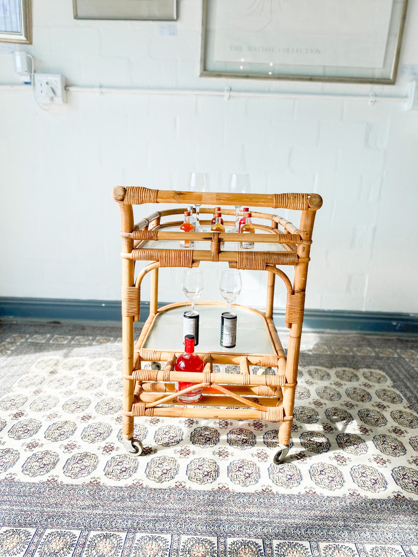 Retro Cane Drinks Trolley
