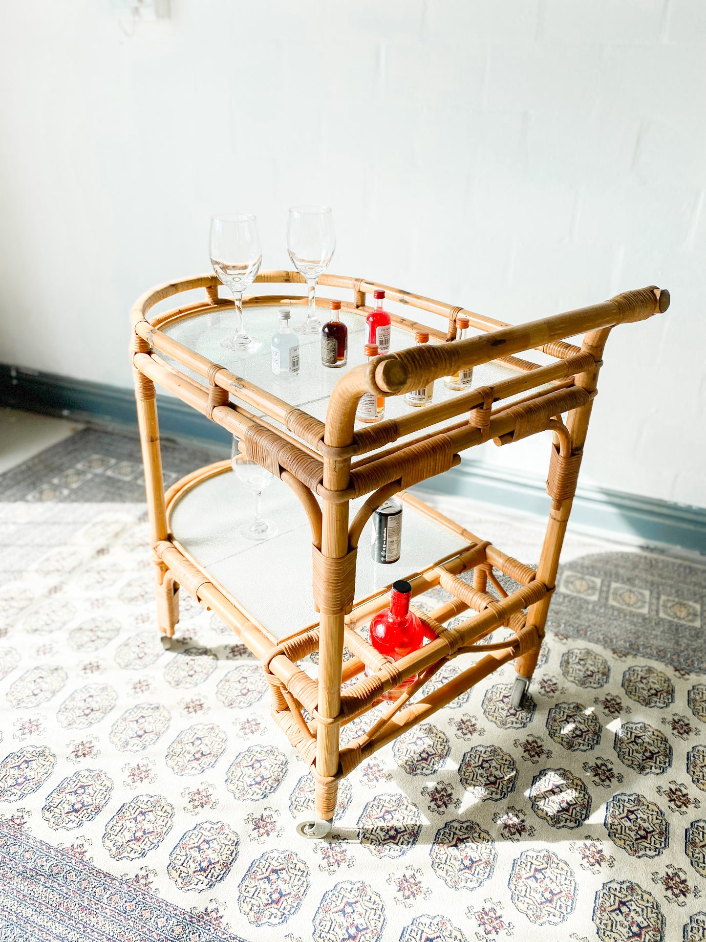 Retro Cane Drinks Trolley