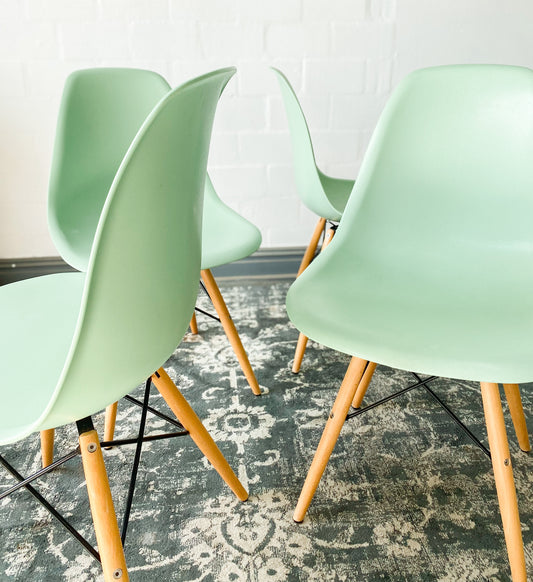 Set of 4 Lime Green Modern Eames style Dining Chairs
