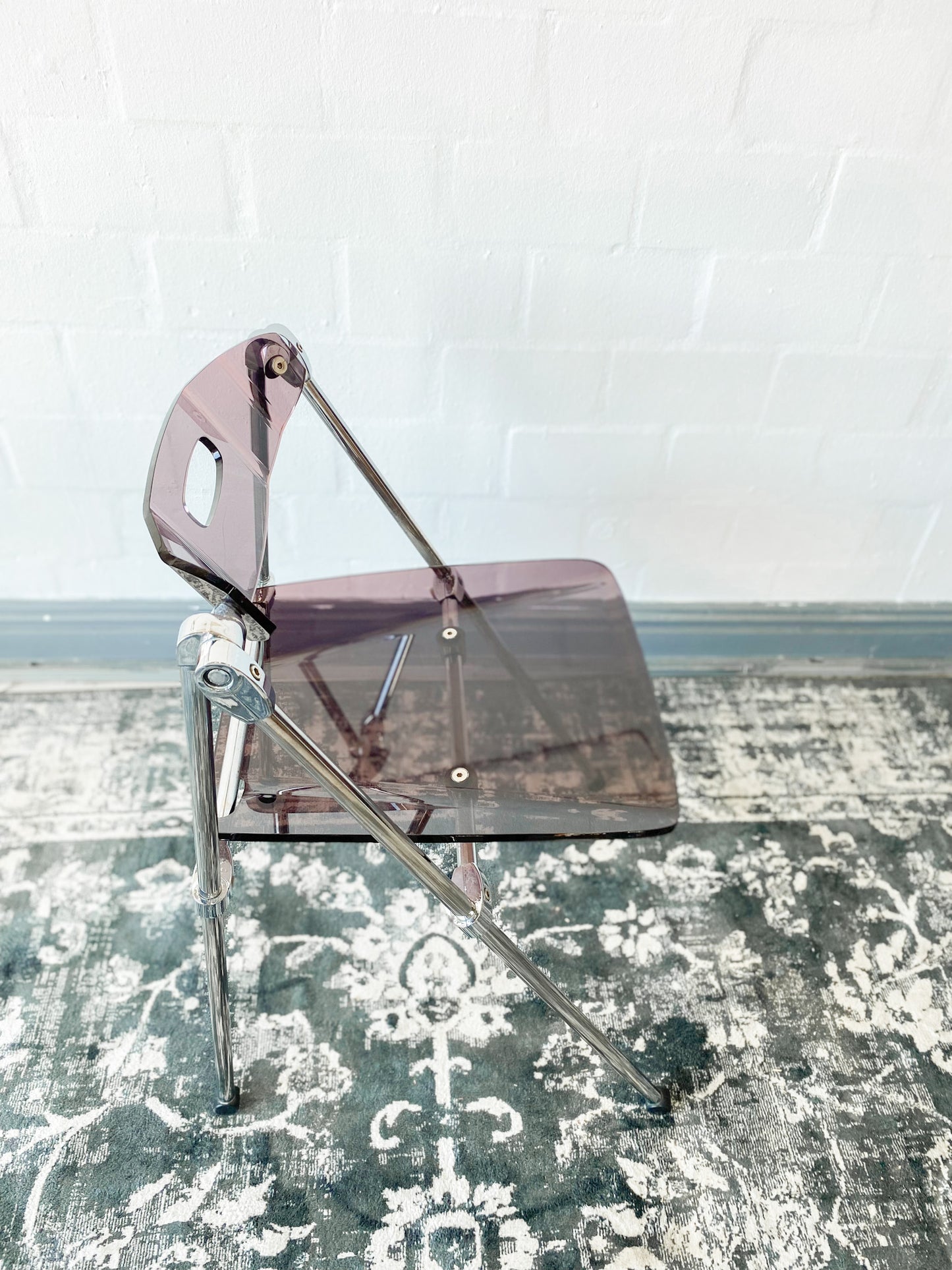 Pair of Giancarlo Piretti Lucite Folding Chairs