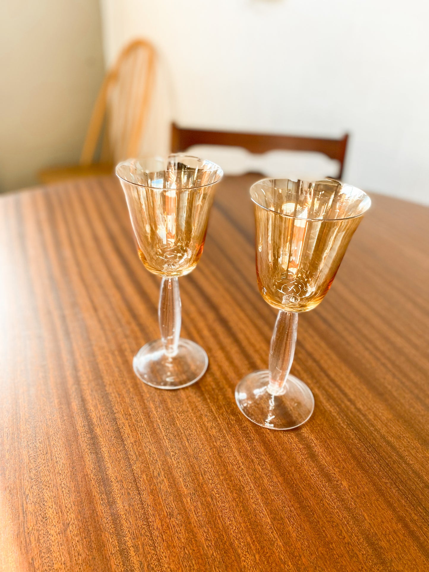 Pair of Vintage Long Stemmed Coloured Glasses