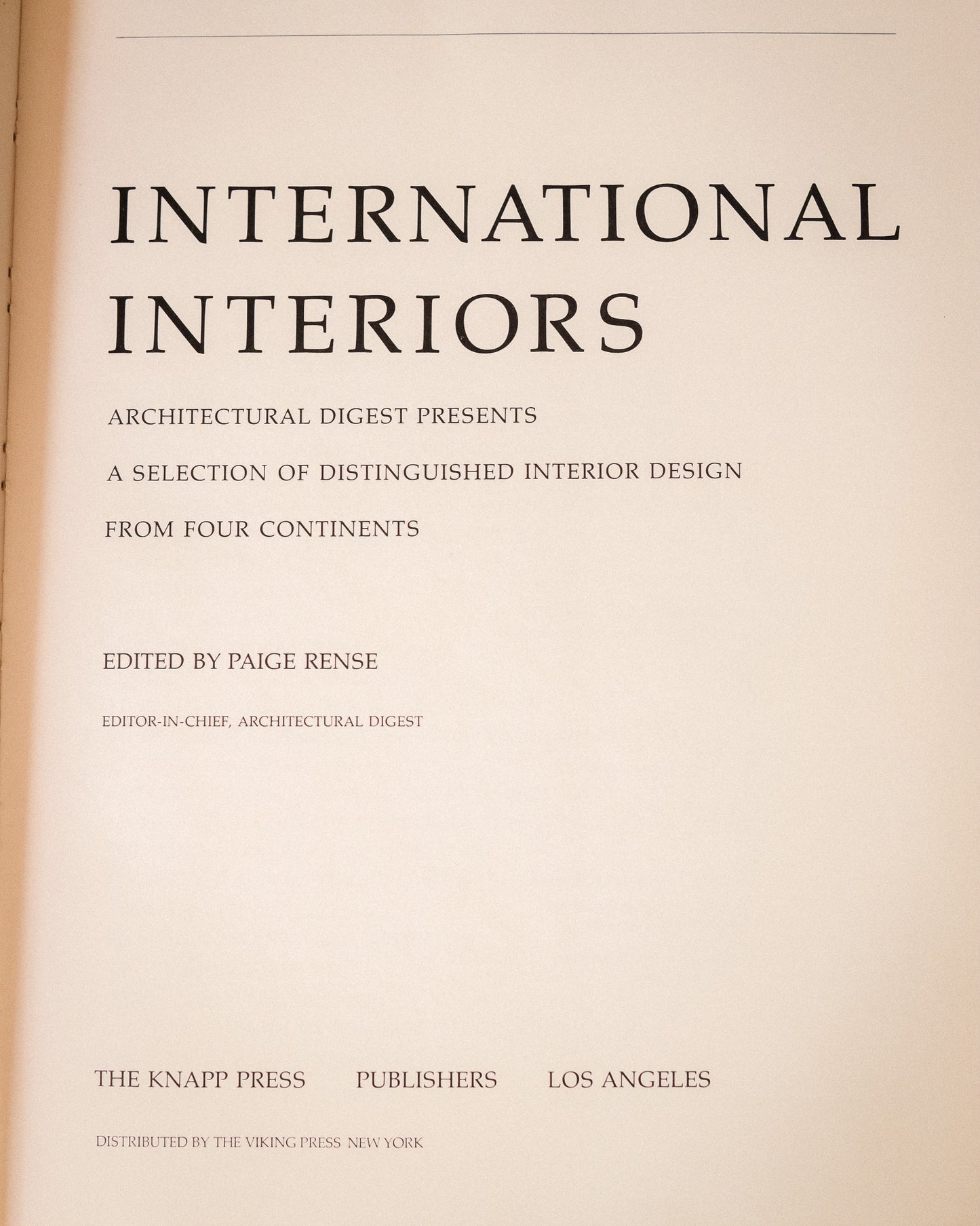 Architectural Digest International Interiors (1979) First Edition Coffee Table Book