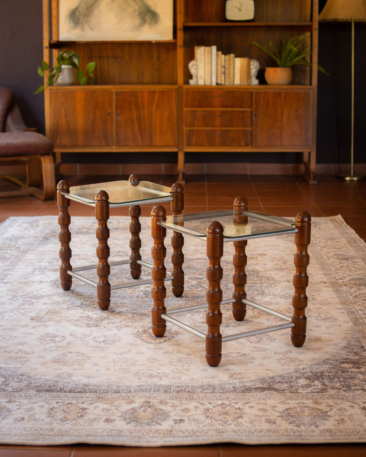 Pair of 1970s Atomic-Style Side Tables