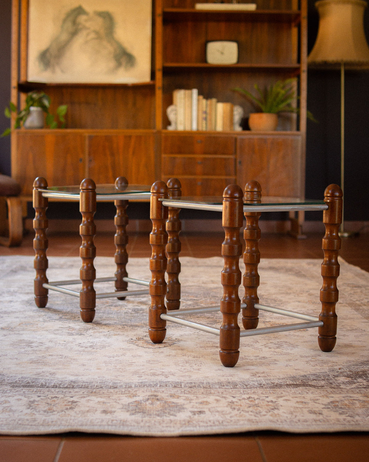 Pair of 1970s Atomic-Style Side Tables