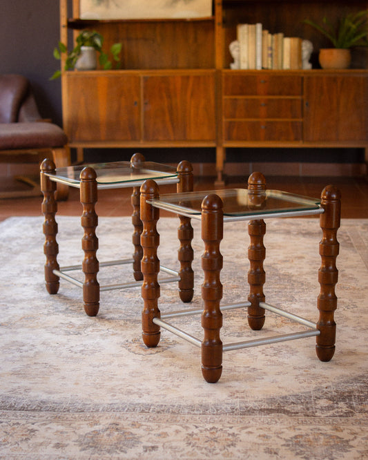 Pair of 1970s Atomic-Style Side Tables
