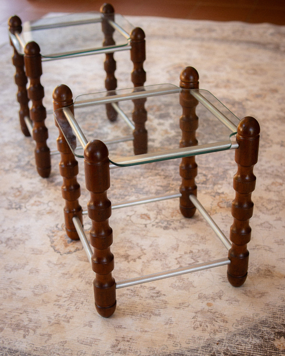 Pair of 1970s Atomic-Style Side Tables